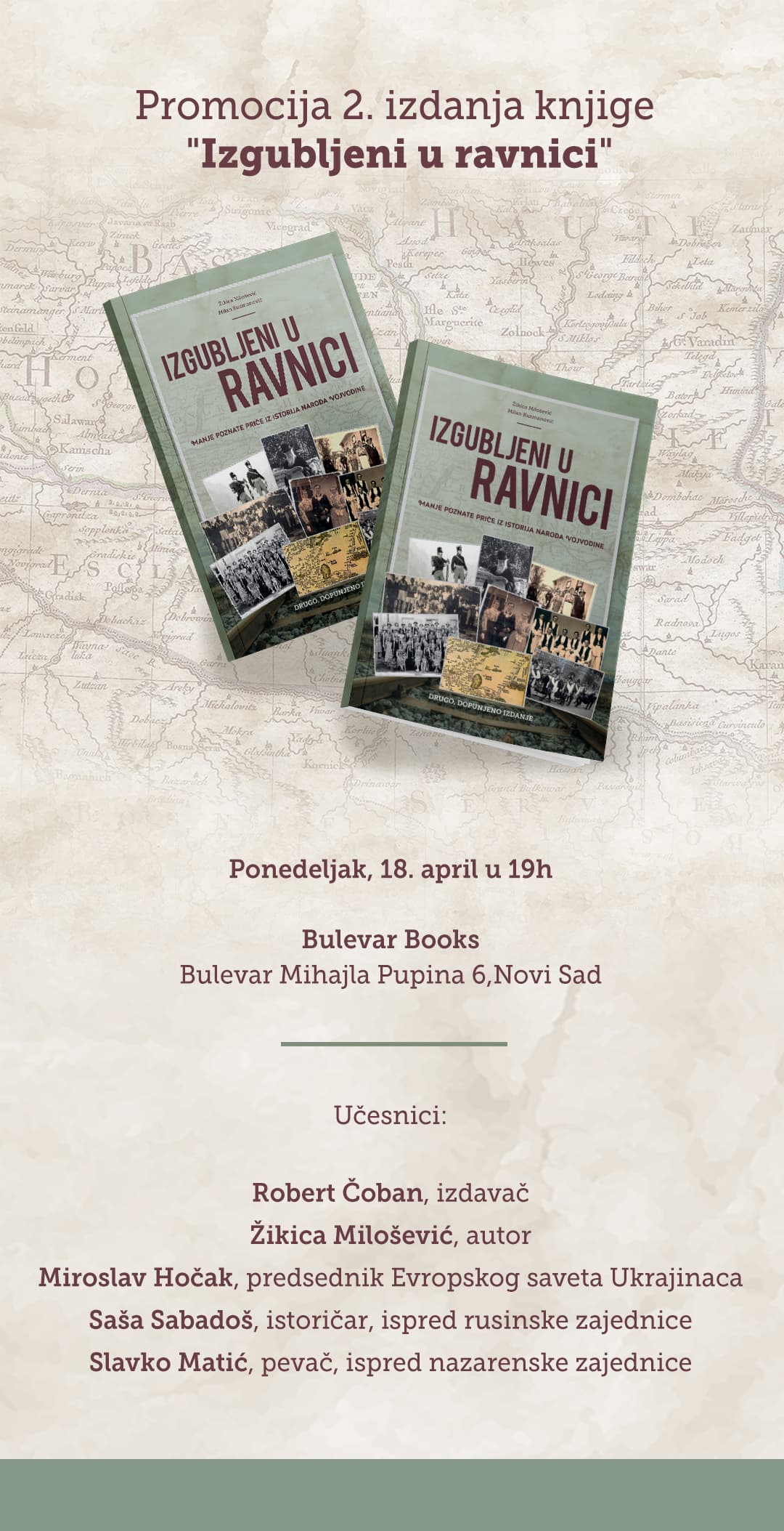 Promocija drugog izdanja knjige “Izgubljeni u ravnici“, 18. aprila u Novom Sadu.